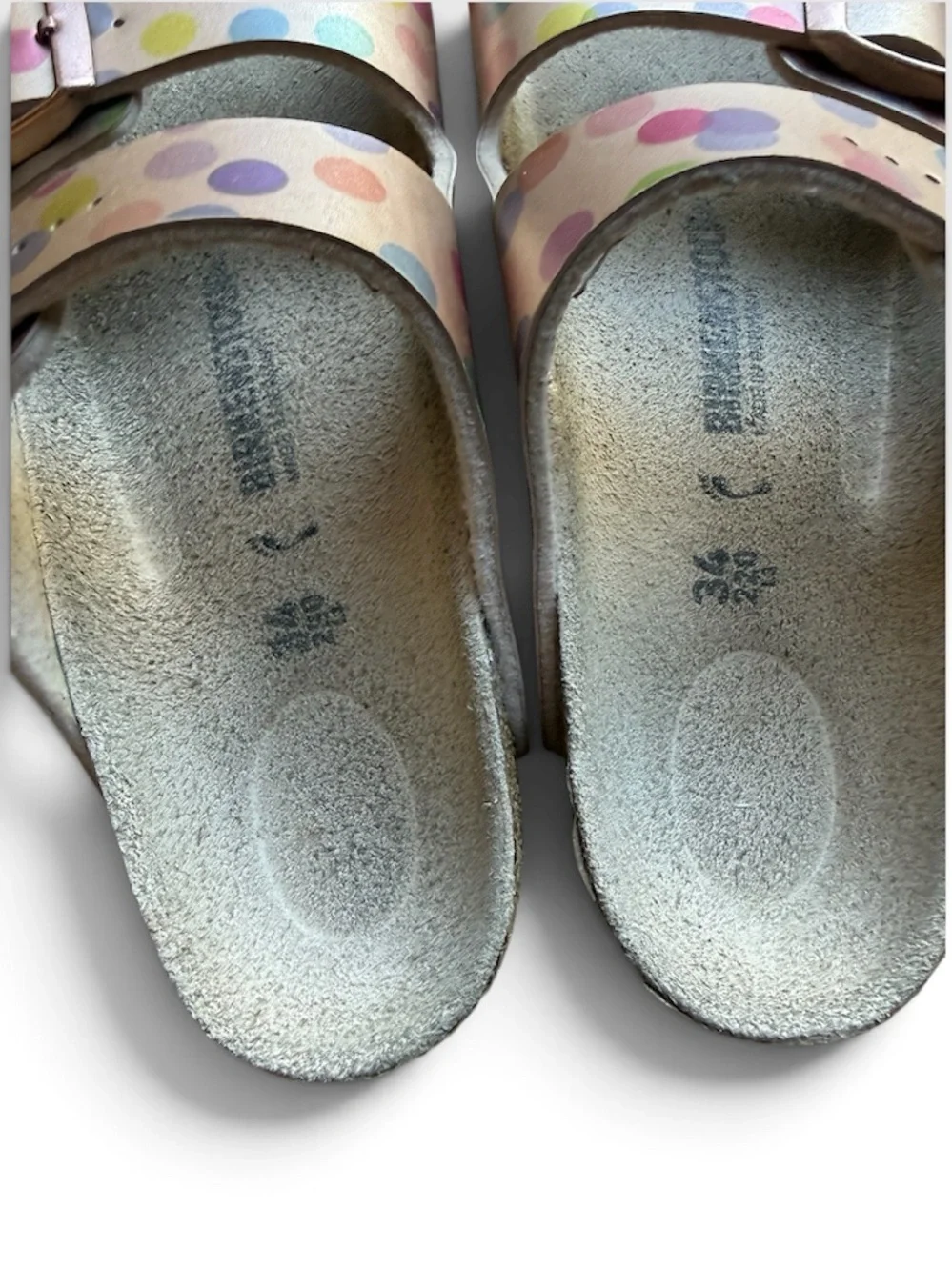 EUC Birkenstock Arizona Kids Metallic Polka Dot Sandals (34 / Big Kids 3-3.5)